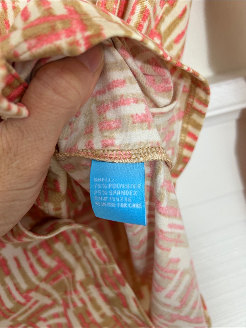 J McLaughlin Button Down Collared Blouse, Pink & Tan size Large - Picture 4 of 7